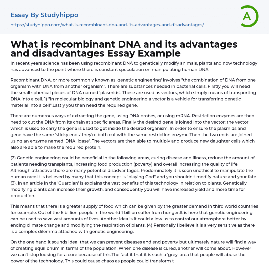 Ethical Concerns of DNA Technology: Privacy and Discrimination Risks